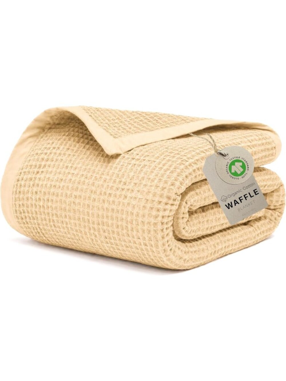 60x80 Twin Organic Cotton Waffle Blanket - GOTS Certified, Soft & Cozy Bedding